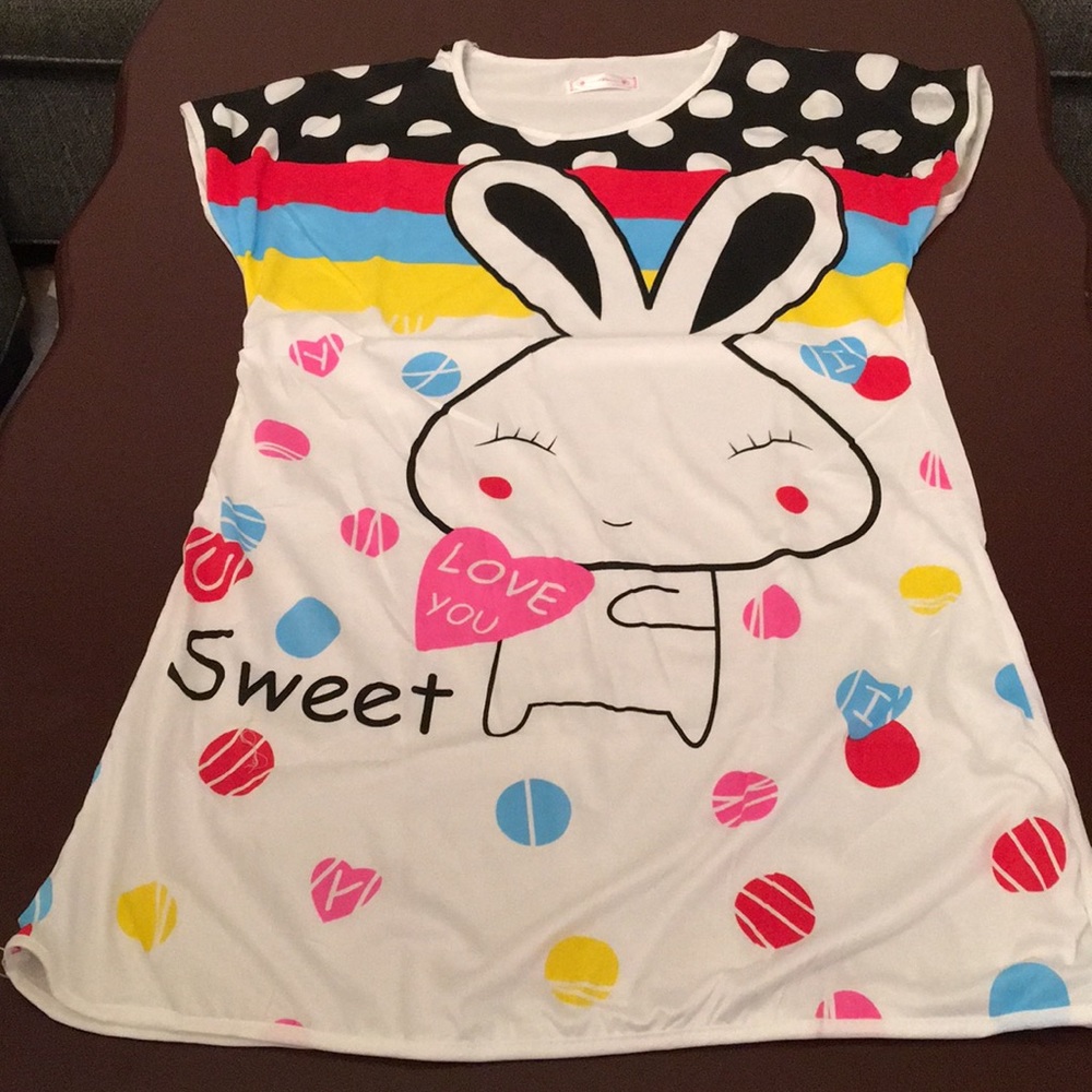 Cartoon Polka Dots Short sleeves Sleepshirt.S/M - Picture 4 of 4